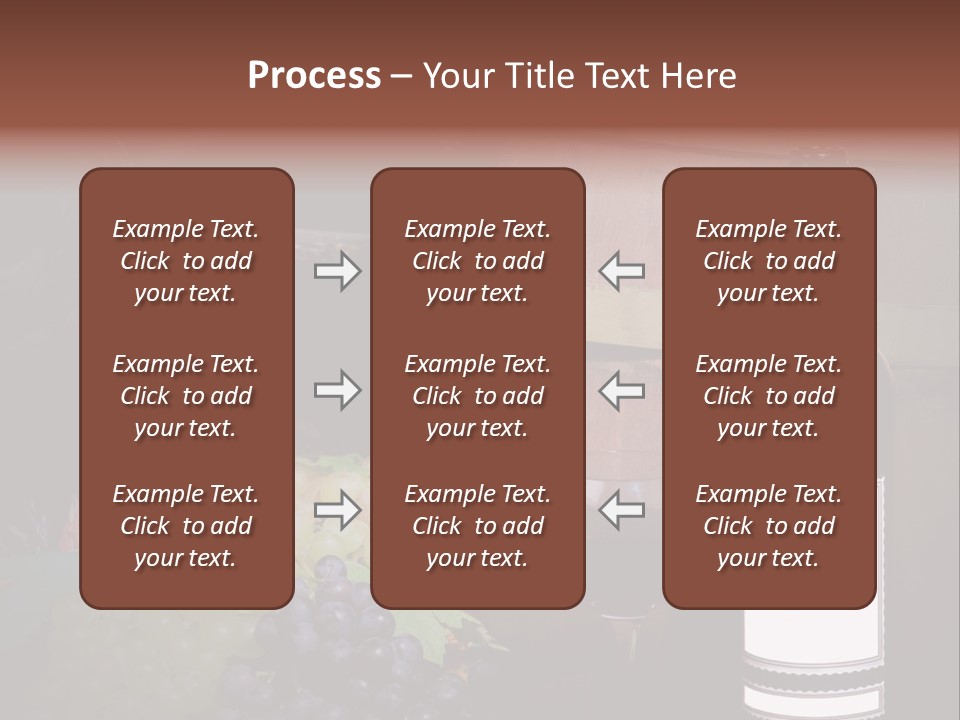 Wine Bottle With Grapes And Barrel PowerPoint Template