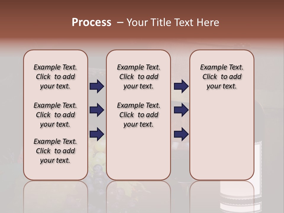 Wine Bottle With Grapes And Barrel PowerPoint Template
