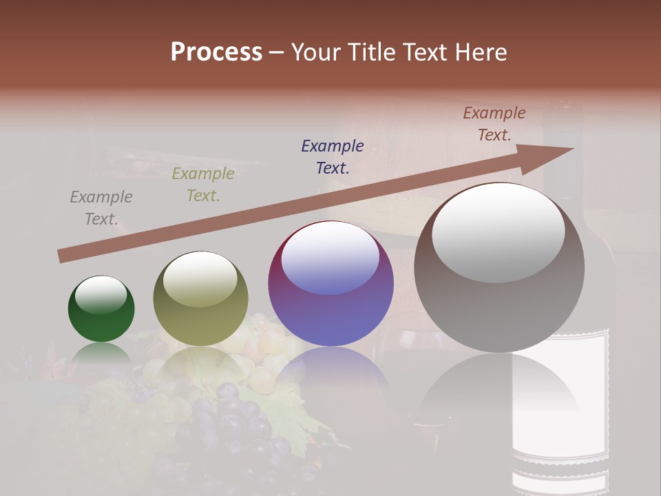 Wine Bottle With Grapes And Barrel PowerPoint Template