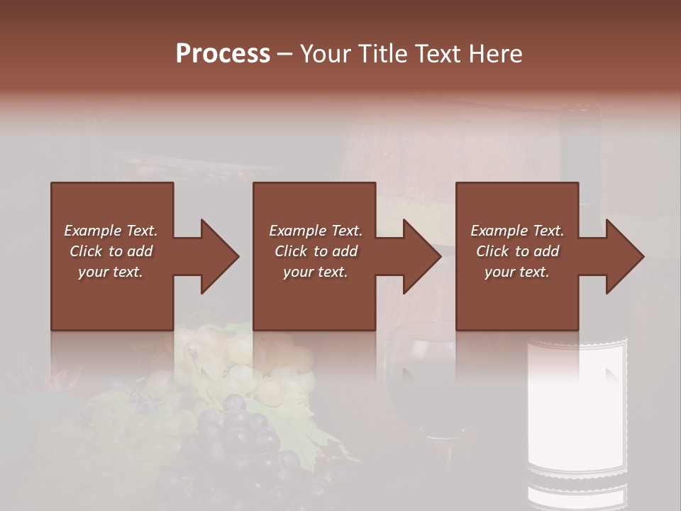 Wine Bottle With Grapes And Barrel PowerPoint Template