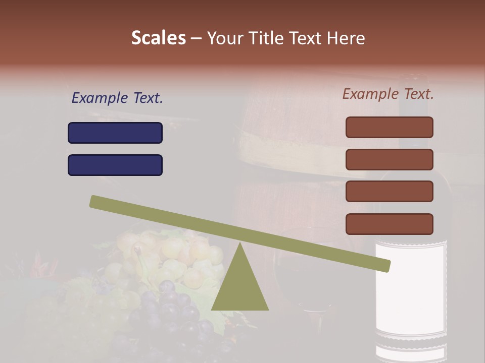 Wine Bottle With Grapes And Barrel PowerPoint Template