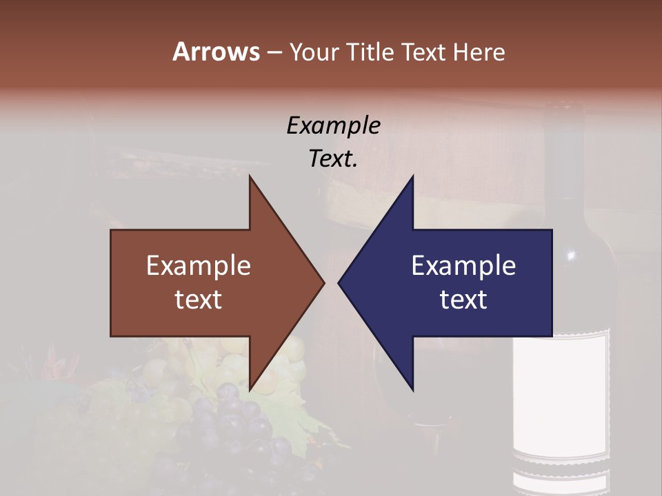 Wine Bottle With Grapes And Barrel PowerPoint Template