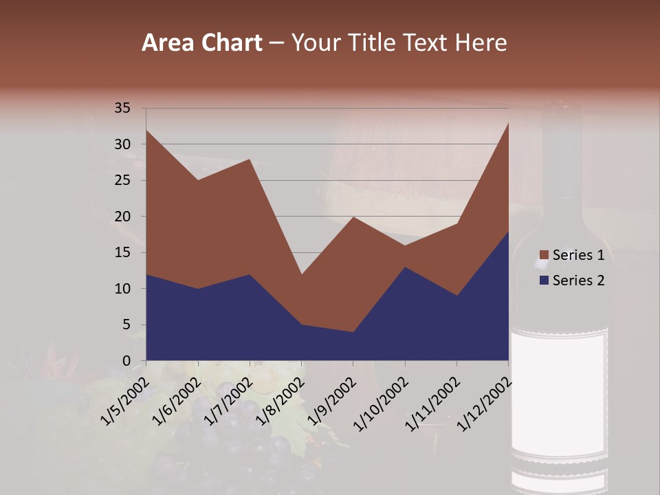 Wine Bottle With Grapes And Barrel PowerPoint Template
