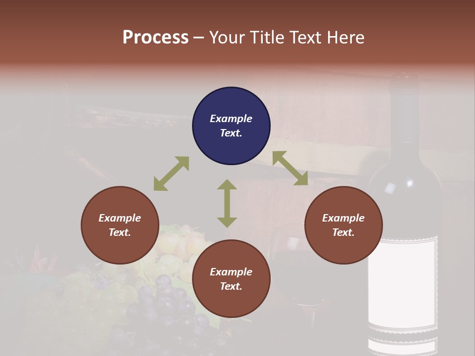 Wine Bottle With Grapes And Barrel PowerPoint Template