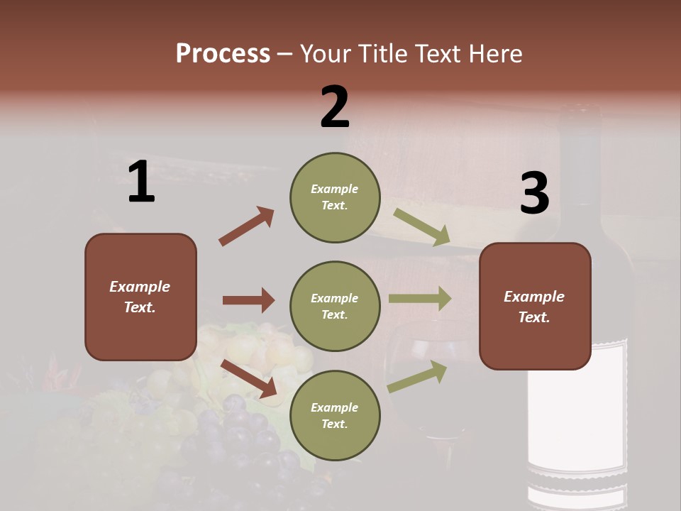 Wine Bottle With Grapes And Barrel PowerPoint Template