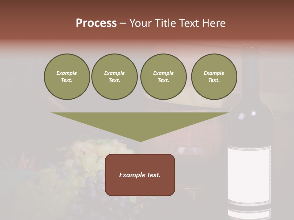 Wine Bottle With Grapes And Barrel PowerPoint Template