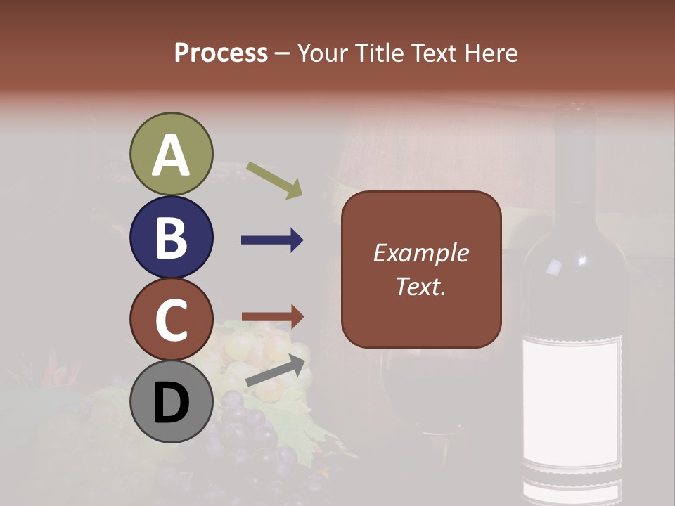 Wine Bottle With Grapes And Barrel PowerPoint Template
