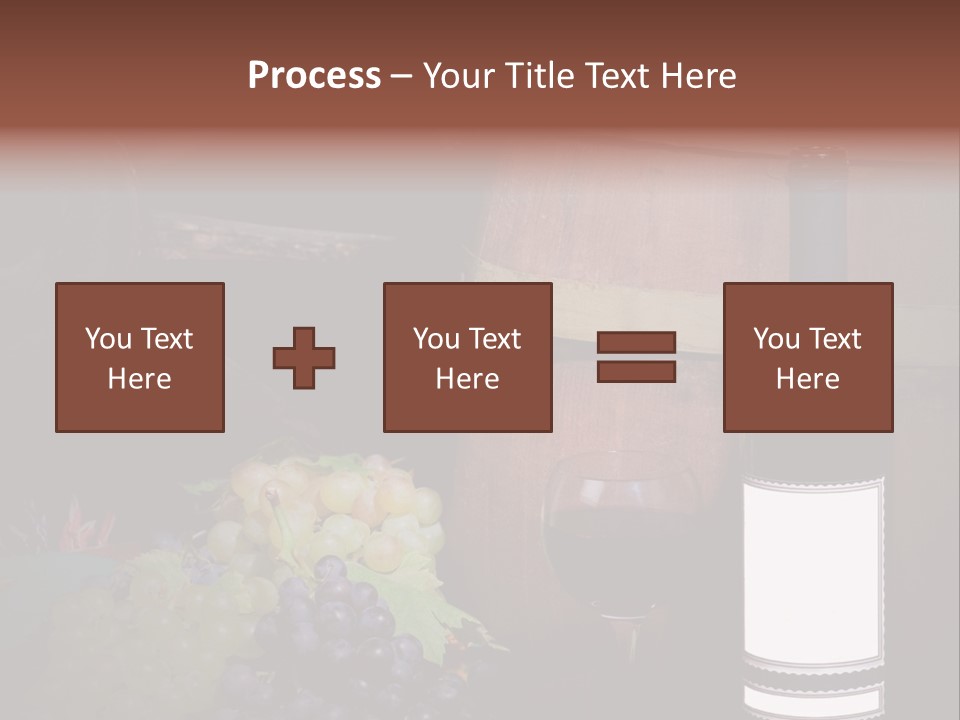 Wine Bottle With Grapes And Barrel PowerPoint Template