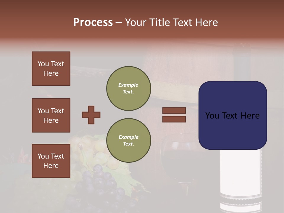 Wine Bottle With Grapes And Barrel PowerPoint Template