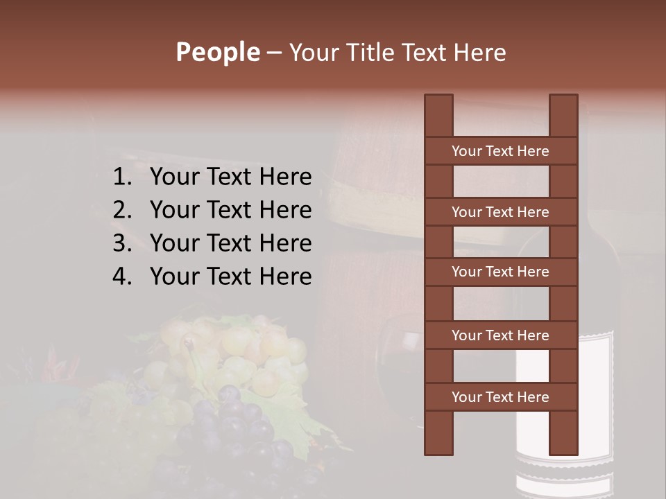 Wine Bottle With Grapes And Barrel PowerPoint Template