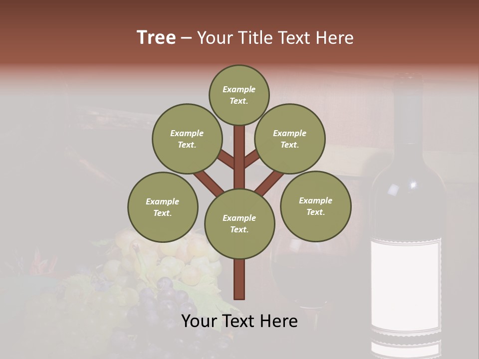 Wine Bottle With Grapes And Barrel PowerPoint Template