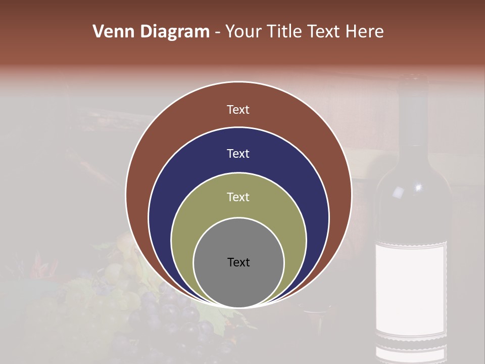 Wine Bottle With Grapes And Barrel PowerPoint Template