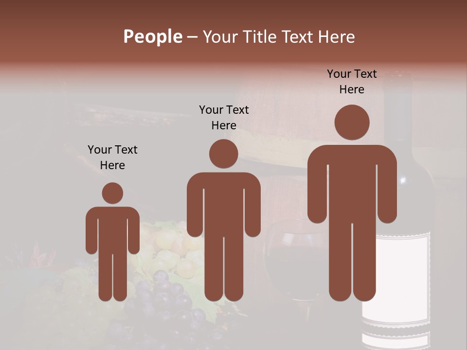 Wine Bottle With Grapes And Barrel PowerPoint Template