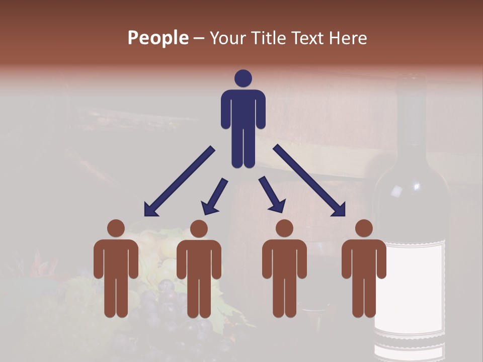 Wine Bottle With Grapes And Barrel PowerPoint Template