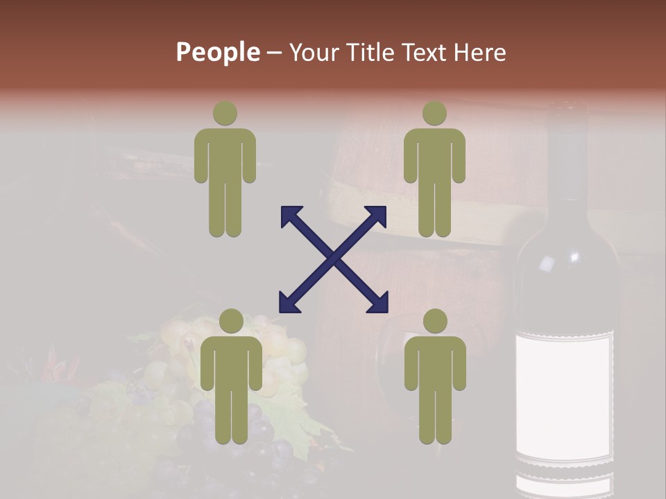 Wine Bottle With Grapes And Barrel PowerPoint Template