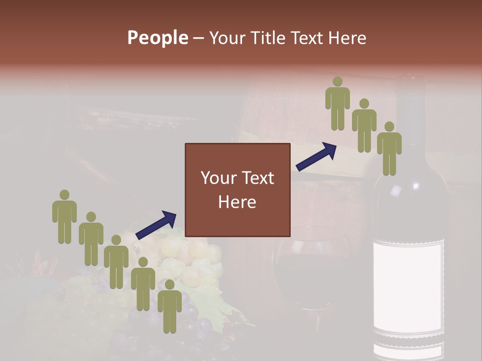 Wine Bottle With Grapes And Barrel PowerPoint Template