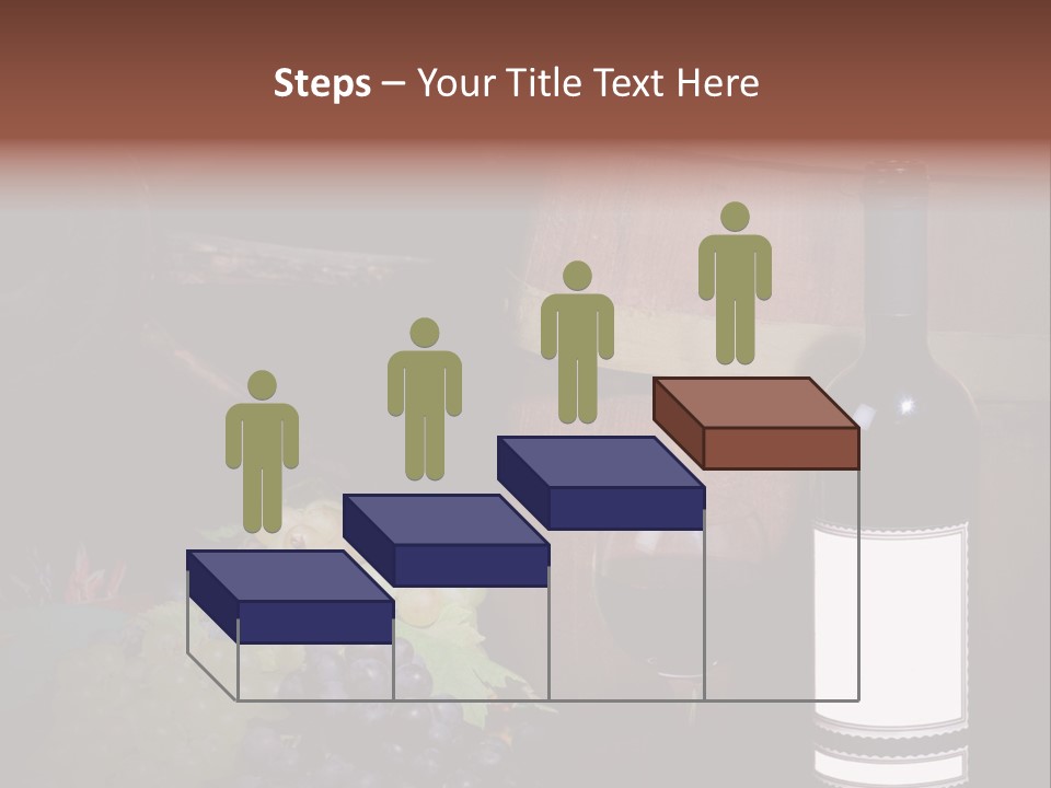 Wine Bottle With Grapes And Barrel PowerPoint Template