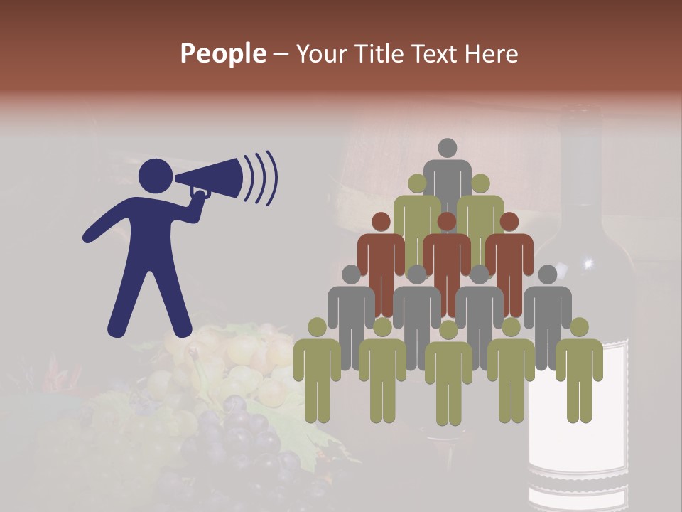 Wine Bottle With Grapes And Barrel PowerPoint Template