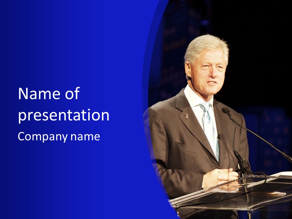 Bill Clinton Speaking In Chicago PowerPoint Template