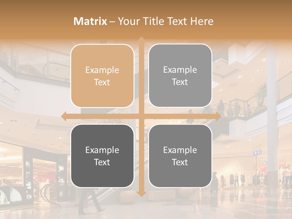 Shoppers At Multilevel Shopping Center PowerPoint Template