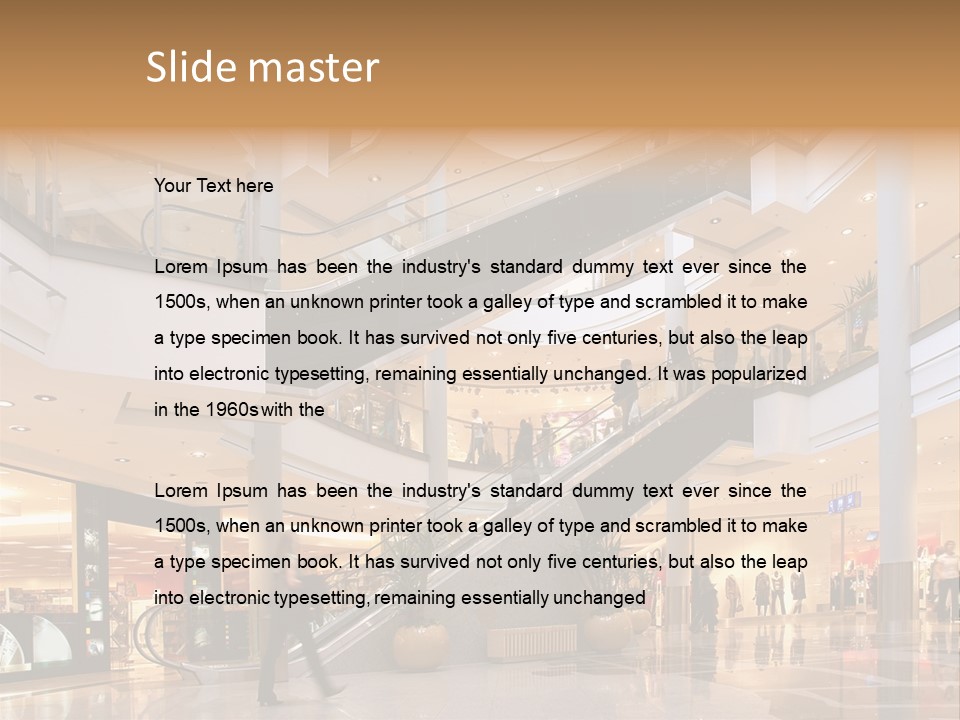 Shoppers At Multilevel Shopping Center PowerPoint Template