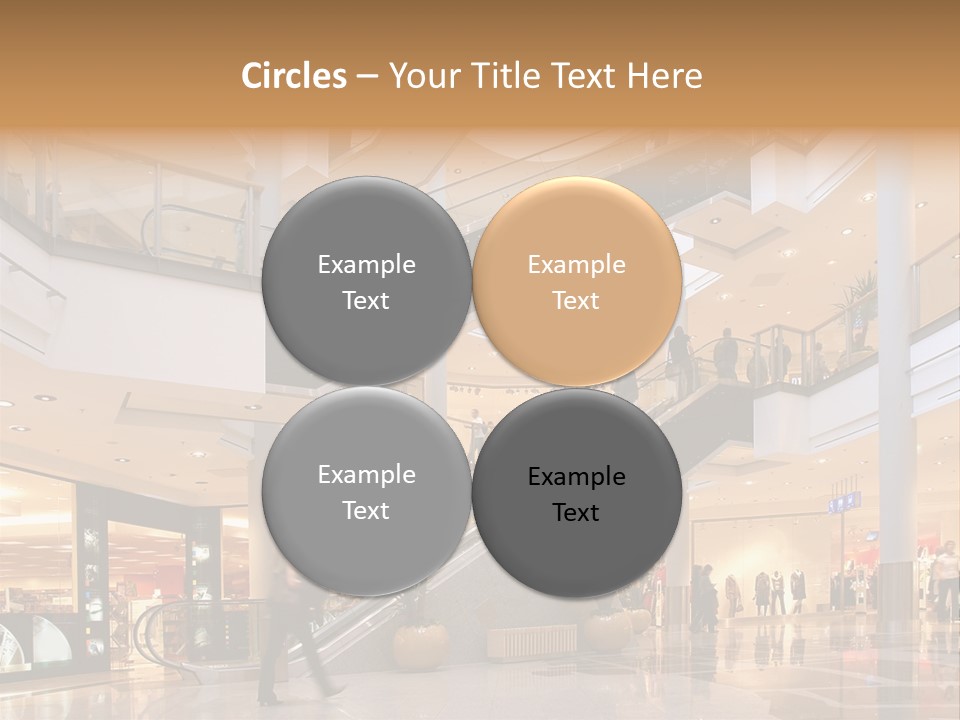 Shoppers At Multilevel Shopping Center PowerPoint Template