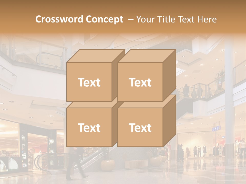 Shoppers At Multilevel Shopping Center PowerPoint Template