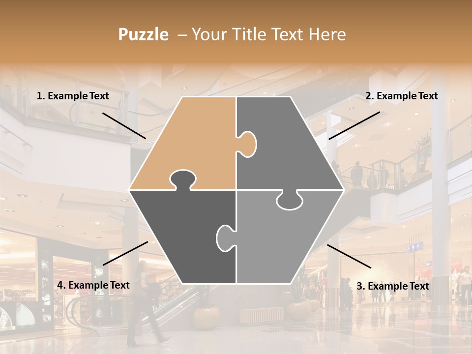 Shoppers At Multilevel Shopping Center PowerPoint Template