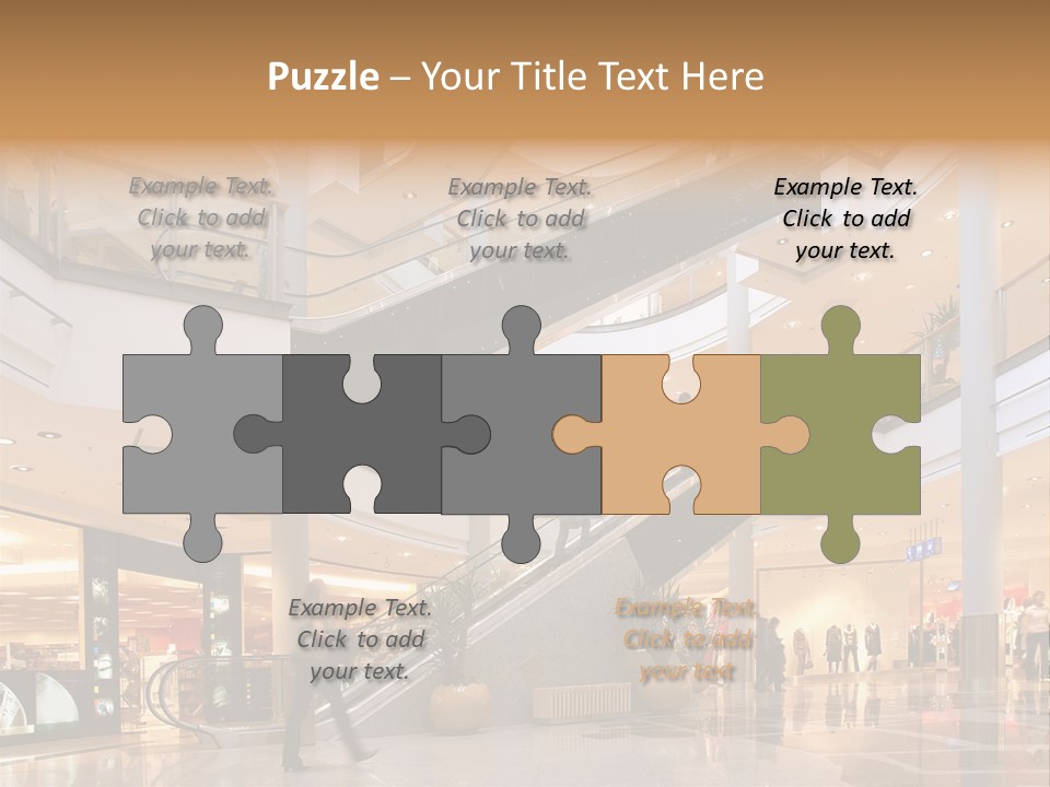 Shoppers At Multilevel Shopping Center PowerPoint Template