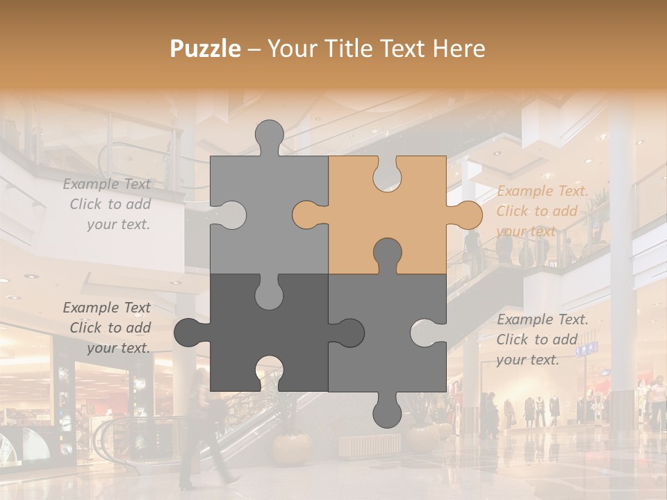 Shoppers At Multilevel Shopping Center PowerPoint Template