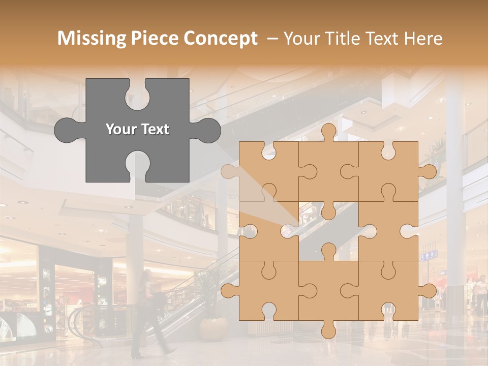 Shoppers At Multilevel Shopping Center PowerPoint Template