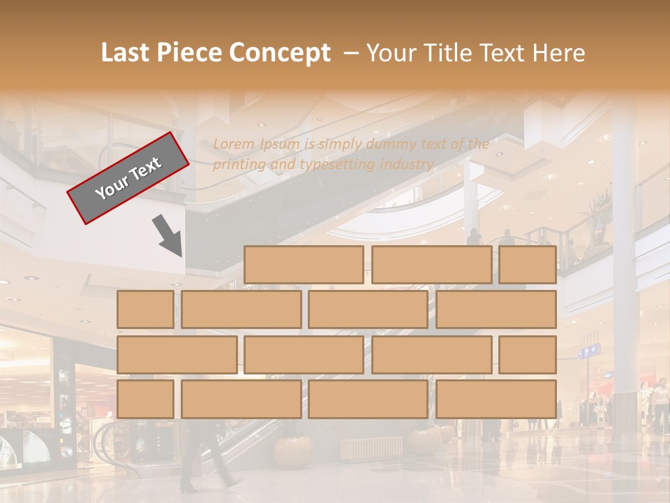 Shoppers At Multilevel Shopping Center PowerPoint Template