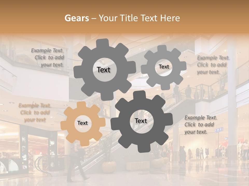 Shoppers At Multilevel Shopping Center PowerPoint Template