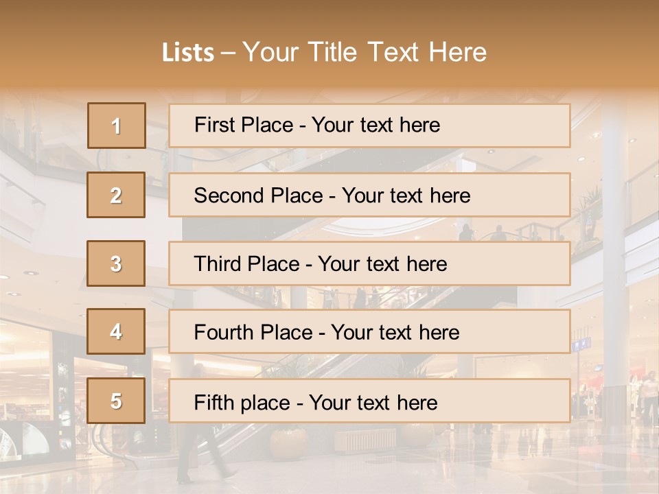 Shoppers At Multilevel Shopping Center PowerPoint Template