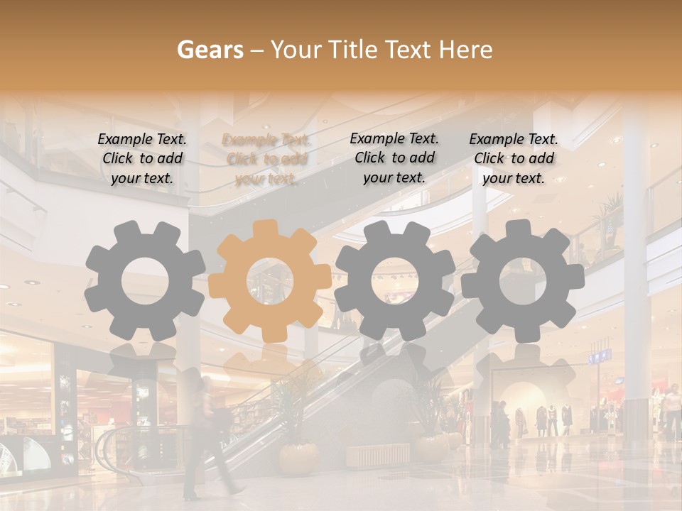 Shoppers At Multilevel Shopping Center PowerPoint Template