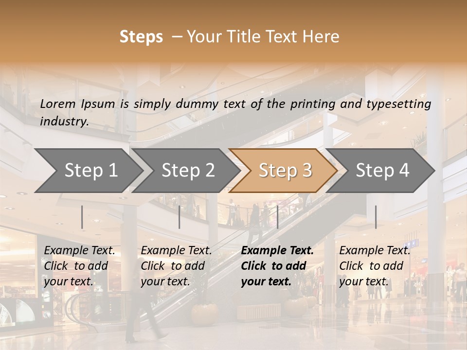 Shoppers At Multilevel Shopping Center PowerPoint Template