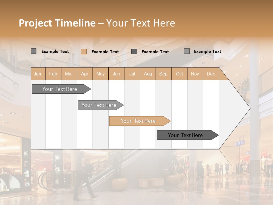 Shoppers At Multilevel Shopping Center PowerPoint Template