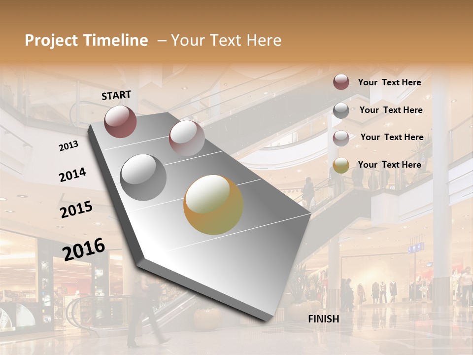 Shoppers At Multilevel Shopping Center PowerPoint Template