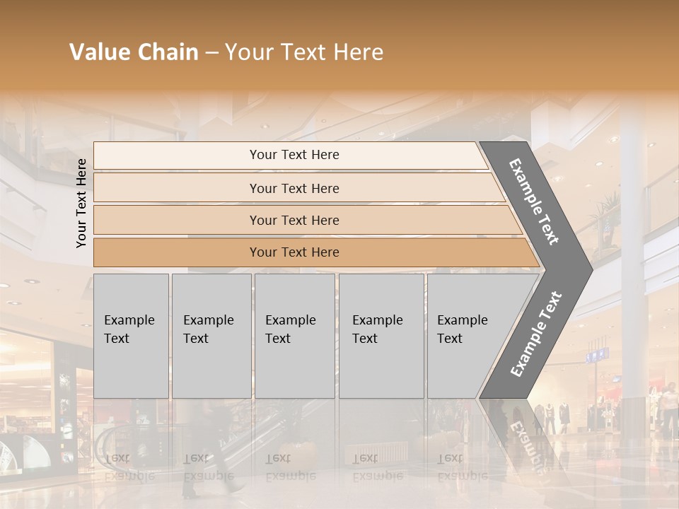 Shoppers At Multilevel Shopping Center PowerPoint Template
