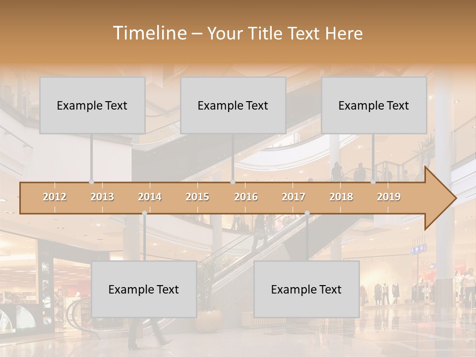 Shoppers At Multilevel Shopping Center PowerPoint Template