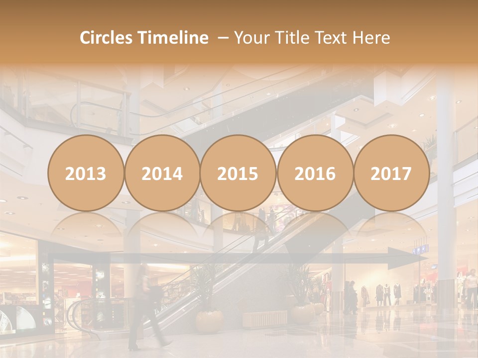 Shoppers At Multilevel Shopping Center PowerPoint Template