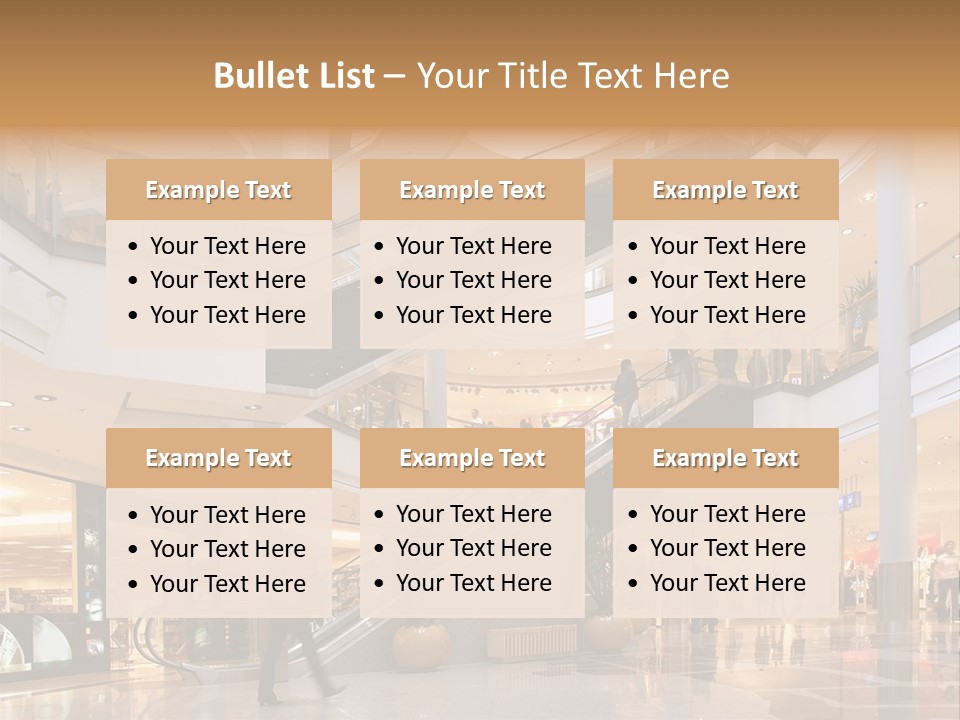 Shoppers At Multilevel Shopping Center PowerPoint Template