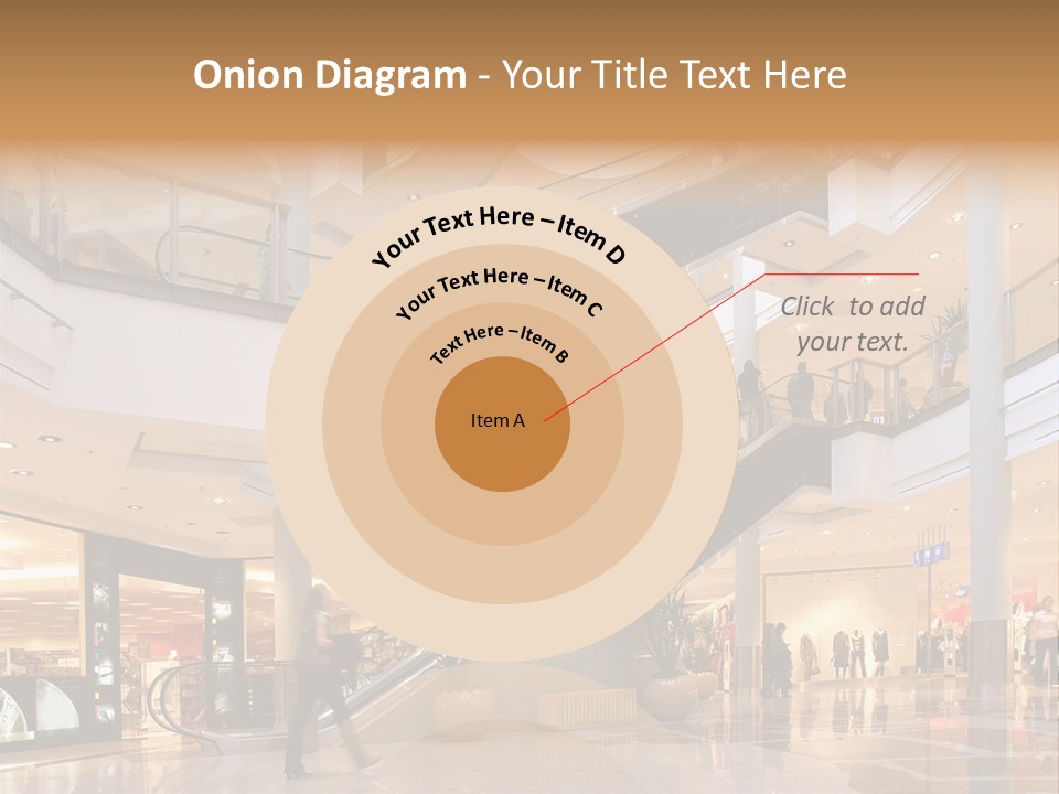 Shoppers At Multilevel Shopping Center PowerPoint Template