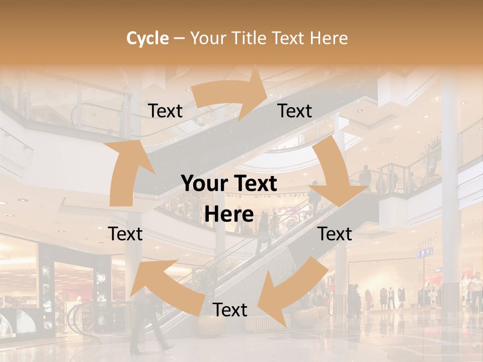 Shoppers At Multilevel Shopping Center PowerPoint Template