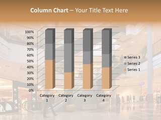 Shoppers At Multilevel Shopping Center PowerPoint Template