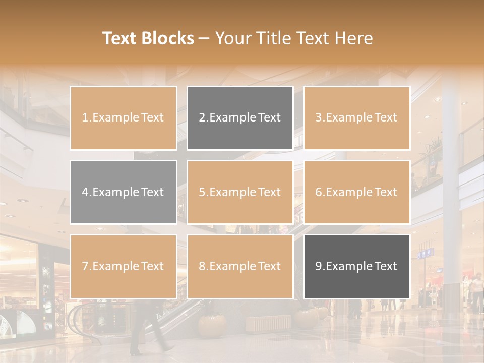 Shoppers At Multilevel Shopping Center PowerPoint Template