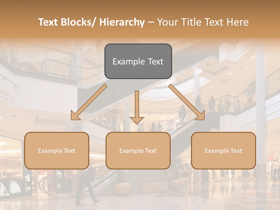 Shoppers At Multilevel Shopping Center PowerPoint Template