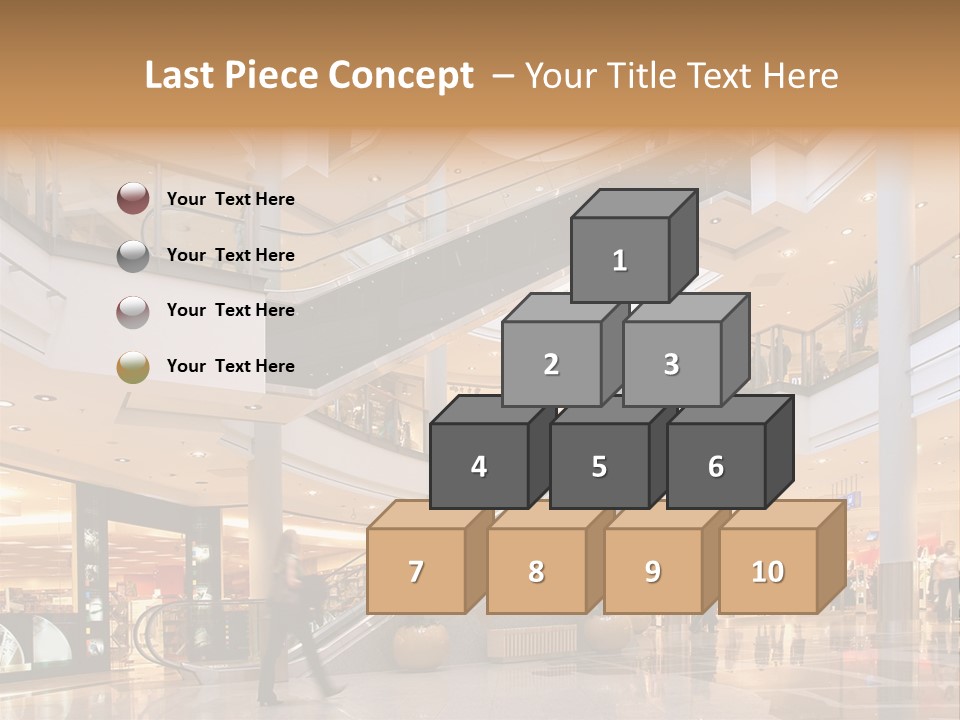 Shoppers At Multilevel Shopping Center PowerPoint Template
