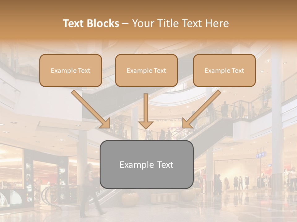 Shoppers At Multilevel Shopping Center PowerPoint Template