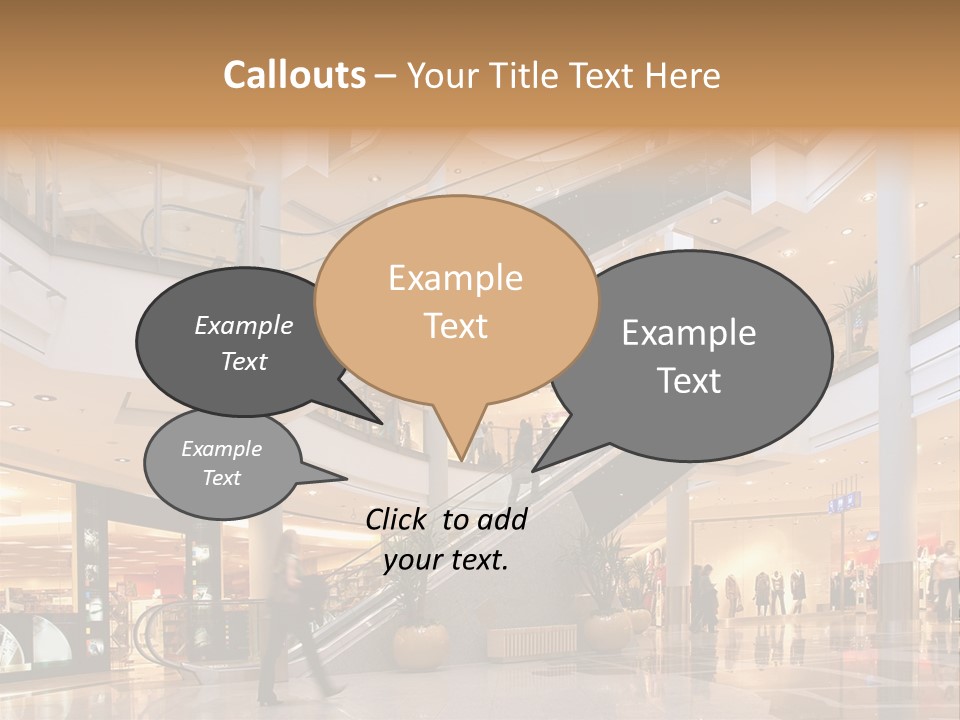 Shoppers At Multilevel Shopping Center PowerPoint Template